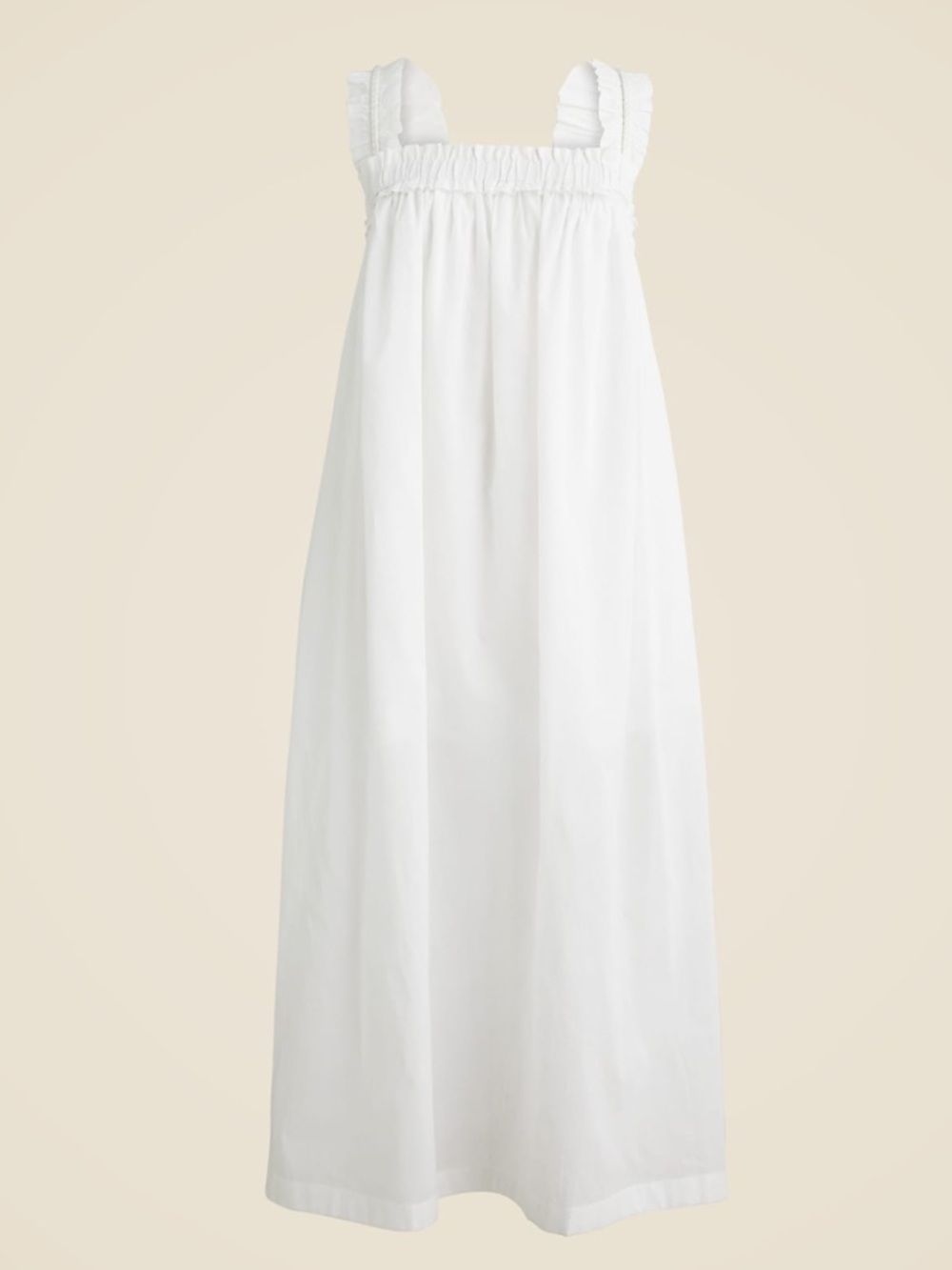 J. Crew White Smocked-Strap Midi Dress